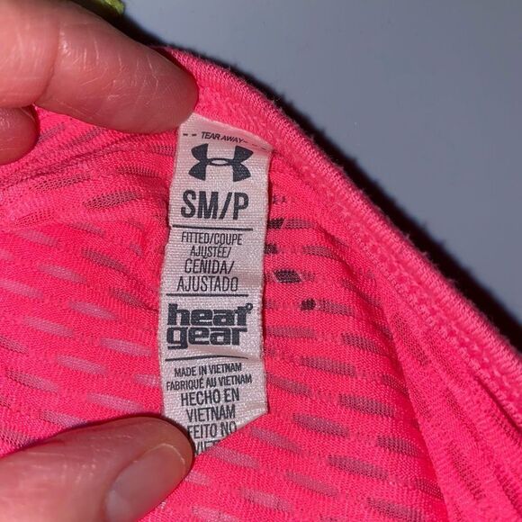 Under Armour heat gear scoopneck cap sleeve open mesh back top pink small - Picture 11 of 11